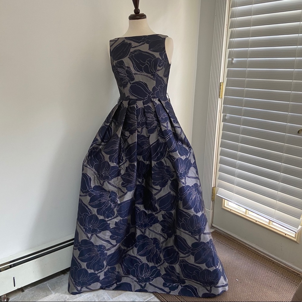 Eliza J Blue Pleated Maxi Dress for Weddings